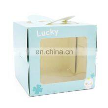Wholesale Paperboard Paper Portable Cheese Cake Packing Boxes Handle Birthday Bakery Box Product Packaging