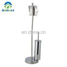 Stainless Steel Free Standing Toilet Brush With Paper Roll Holder thumbnail-4