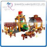 Mini Qute DIY Farm Farmer Transport Cart Granary Carrier Vehicle Action Figure Plastic Building Block Educational Toy NO.28702