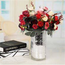 Silver Plated Glass Cylinder Vases Thick Tall Crackle Glass Vase For Home Wedding Decoration thumbnail-3