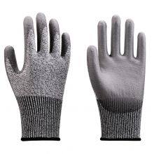 Safety Gloves For Cutting ANSI A5 13G HPPE Liner PU Coated Kevlar Cut Proof Gloves Cut Resistant Leather Gloves