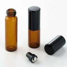 Бутылка для эфирных масел и парфюма из янтарного стекла, роликовая бутылка 3 мл, 5 мл, 10 мл, стеклянная бутылка с роликом и крышкой