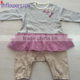 2015 kids summer wear wholesale baby girl's ware with lace dress in 100% soft cotton material
