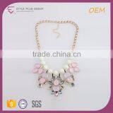 N74316I06 STYLE PLUS Pink White Gold Plate Chain Necklace Jewelry Imitation Crystal Beads Necklace Jewelry Set thumbnail-2