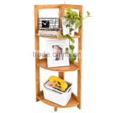 100% Natural Bamboo Foldable Corner Shelf / 3-Tier, Storage Display Rack