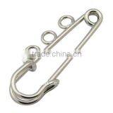 Iron Brooch Findings, With Three Holes, Nickel Color, Size: About 38mm Wide, 15mm Long, 5mm Thick, Hole: 2.7mm(IFIN-Q007-N) thumbnail-1