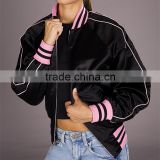 Wholesale fashion custom women bomber jacket satin