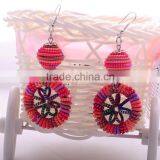 >>>New Design Fine National Style Handmade Woven Big Lantern Colorful Rope Jewelry Fancy Drop Earring/ thumbnail-2