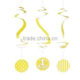 Dark Blue YELLOW 1st Birthday Dangling Hanging Swirl Ceiling Decoration Kids Party thumbnail-4