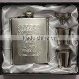 6oz Embossed Mini Flask Set With Funnel and Cups Gift Box Packing Hip Flask Set 18-8 Stainless Steel Hip Flask Set Pb Free thumbnail-2