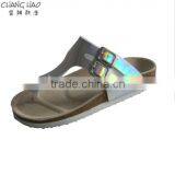 2016 New Style Women Cork Slipper Silver Luster Pinch With Hasps Fashion Cork Slipper