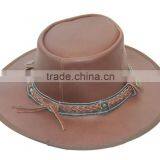 Brand New Leather Australian Style Country Bush Hat With Chin Strap Brown thumbnail-2