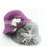 2015 Grey New Fashion Fedora Cap Handmade Straw Hats High Quality Old Women Bucket Flower thumbnail-6