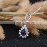 925 Sterling Silver Natural Real Shining Zircon Newest Modern Amethyst Pendant thumbnail-3