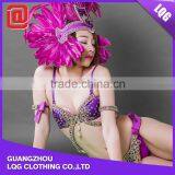 Hot Handmade Purple Feather Rhinestone Sexy Women Carnival Costumes thumbnail-6
