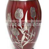 Scarlet Brass Adult Cremation Urns With Roses