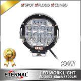 60W Work Light Driving Lamp Round for 4x4 Jeep Offroad Hummer SUV ATV Bumper High Power Led Driving Light Spot Lamp