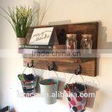 Wooden Wall Hanging Shelf With Hooks thumbnail-1