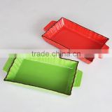 rectangle shape ceramic baking pan with solid color