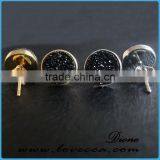 Gold Plated Druzy Earrings Studs New Earrings Designs for Girls thumbnail-3