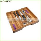 High Quality Bamboo Expandable Cutlery Tray/Bamboo Drawer Organizer/Homex_Factory
