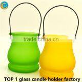 Glass Candle Holder With Metal Handle/hanging Glass Candle Holder thumbnail-5