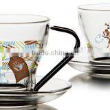4oz 8oz Glass Coffee Mug With Saucer Handle Glass Coffee Cup With Saucer thumbnail-3
