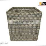 PE/Plastic Rattan Cube Square With Liner Outdoor Flower Planter thumbnail-1
