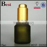 China Cosmetic Dark Green Frosted 15ml Glass Bottle With Screen Printing Black Pump Dropper for Cosmetic Essence Perfume thumbnail-4