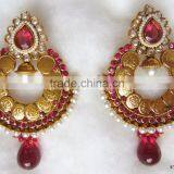 Pinl Dangler Gold Tone Coin Dangler POLKI EARRINGS thumbnail-1