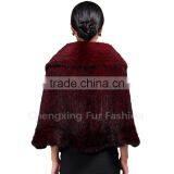 CX-B-M-21 Good Quality Fashion Cape Poncho/ Knitted Mink Fur Shawl thumbnail-4