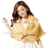 CX-B-M-24K Hot Selling In Stock Real Mink Fur Wedding Knitted Shawl Women thumbnail-1