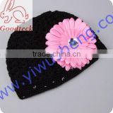Solid Colors Cotton Baby Hat Summer Crochet Beanie Boy Funny Hats Baby Caps Child Hat With Flower