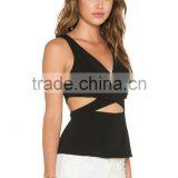 Special Design Black Hollow Out Singlet Cotton Plain White Singlet thumbnail-2