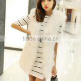 Women's Fashion White Turkey Feather Fur Vest With Real Dyed Turkey Feather Lady Clothing thumbnail-2