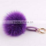 Myfur Cute Genuine Rabbit Skin Ball or Fox Fur Pom Pom Ball Plush Key Chain for Car Key Ring thumbnail-4