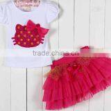 S80005T, Baby's Girls Kids Children's Suits,Girls Clothing Sets Lovely Big Flower T-shirt + Tutu Skirt 3D Bow Skirt thumbnail-2