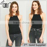 2017 Women's Best Black Ribbed Sleeveless Halter T-back High Neck Cami Tops thumbnail-1