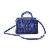 Custom Luxury Blue Womens Leather Bag With SheepSkin Trimming thumbnail-1