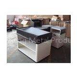 White Aluminum SPCC Conveyor Belt Checkout Counter Left Side