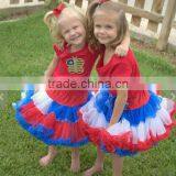 American Girls July 4th Patriotic Navy Blue and Red Chiffon Fluffy Pettiskirts Kids Tutu Skirts