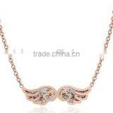 316 Titanium Stainless Steel Angel Wing Pendant Choker Chain Necklace Shiny Crystals Wing Fashion Jewelry thumbnail-2