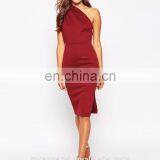 Latest Dress Design Slim Fit New Fashion Red One Shoulder Women Party Dres thumbnail-2