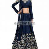 Midnight Blue Lengha Set With Zardozi Embroidery thumbnail-1