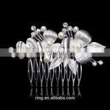 Silver Floral Pearl Crystal Bridal Hair Comb Wholesale