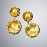 Gold Plated 925 Silver Jewelry Mini Citrine Chatelaine Earrings(E-036)