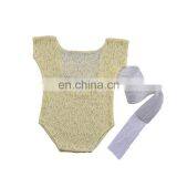 7 Colors Newborn Baby Photography Prop Lace Baby Romper With Bow Streamer thumbnail-2