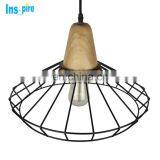 Ретро-индустриальный уникальный дизайн в стиле винтаж, настенный деревянный подвесной светильник в форме конического железного клетчатого фонаря thumbnail-5