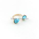 Hot New Round Genstone Ring Gold Plated Alloy Ring for Girls thumbnail-3