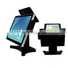 Кассовый аппарат с 15-дюймовым полностью плоским сенсорным экраном и встроенным 8-дюймовым дисплеем для покупателей. POS-система 2020 года